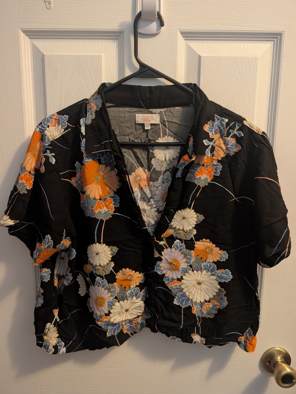 Roark Black Short-Sleeve Button-Front Floral Shirt